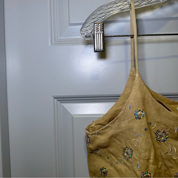 V. Sierra Mejico Tan-Yellow Embroidered/Sequin Tank size L - Picture 4 of 9